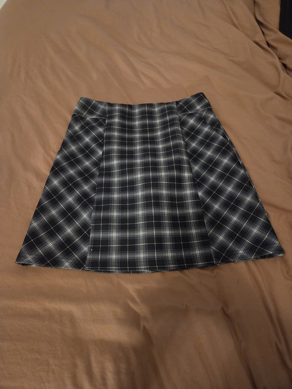 Black and White Plaid A-Line Skirt